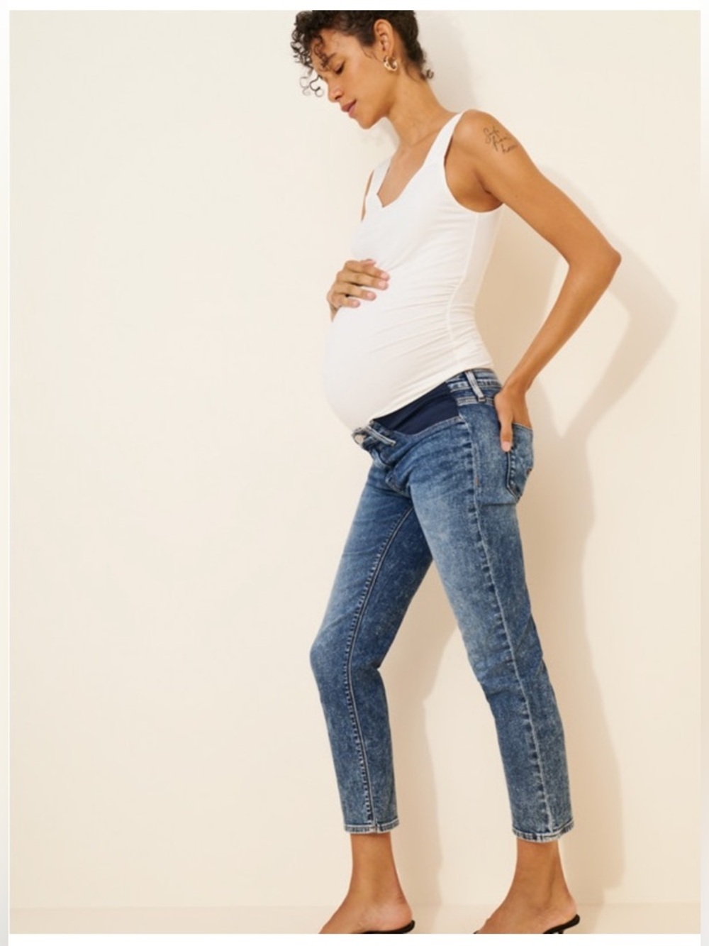 Hudson Blue Denim Maternity Pregnant Stretch Nico Crop Straight Leg Jeans 28